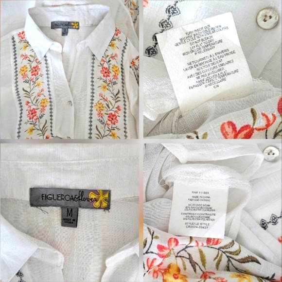 Figueroa & Flower White Long Sleeve Floral Print Button Blouse - Picture 11 of 16